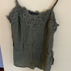 Khaki green satiny/lacy Abercrombie & fitch camisole in size S
